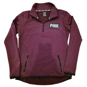 Victorias SECRET Womens Pink Maroon 1/4 Zip Pullover W/ Thumb Holes Size XS
